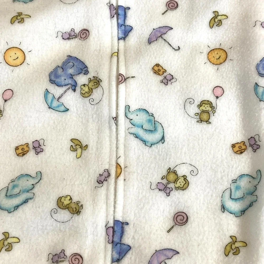 Vtg Y2K Carter White Zip Fleece Baby Sleeper Sack Elephant One Size Up To 21 lbs